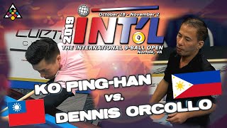 Taiwan v Philippines KO PingHan vs Dennis ORCOLLO  2019 INTERNATIONAL 9BALL OPEN [upl. by Colon]