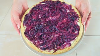 CROSTATA SALATA DI CIPOLLE ROSSE Ricetta Facile Caramelised Red Onion Tart easy recipe [upl. by Arihas]