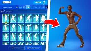 Fortnite TRAVIS SCOTT Skin Doing All Icon Series Emotes amp Dances [upl. by Anyaj489]