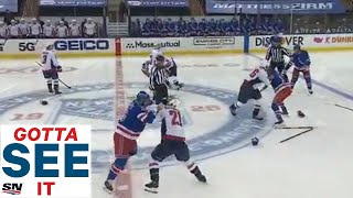 GOTTA SEE IT Three Fights Break Out On Opening Draw Between Rangers amp Capitals [upl. by Funda]