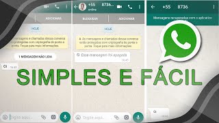 COMO RECUPERAR MENSAGENS FOTOS ÃUDIOS E VÃDEOS APAGADOS DO WHATSAPP  A FORMA MAIS FÃCIL [upl. by Anwahsal23]