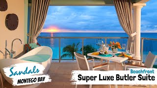 Beachfront Super Luxe Butler Suite B1B  Sandals Montego Bay  Full Walkthrough Tour amp Review 4K [upl. by Tandi]