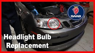 2004 Saab 93 Replacing Headlight Bulb H7 [upl. by Whitcher152]