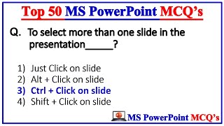 Top 50 MS PowerPoint mcq Questions and Answer  Microsoft Office  MS Office [upl. by Paget]